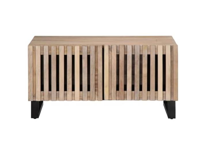 Couchtisch, Weiß, 80x51x40cm, Mango Massivholz Couchtisch, Beistelltisch, Wohnzimmerbank, Stauraum unter der Tischplatte, glatte Tischplatte, massives Mangoholz