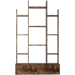 STILVORA Bücherregal aus Metall und Holz, Braun, 86,1 x 25,1 x 140,5 cm