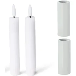 Novaliv 2er-Set Stabkerzenhalter Kerzenständer magnetisch Weiss 2 ,8x5cm Stabkerzen Tafelkerzen Premium LED-Stabkerzen Adventskranzkerzenhalter Candle Holder weihnachtliche Tischdekoration