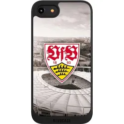 Nivocase Handyhülle für Apple iPhone 8 Hülle NIVOpure Case Schwarz Offizielles Lizenzprodukt Stadion VfB (Apple iPhone 8), Smartphone Hülle, Schwarz