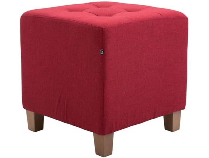 CLP Sitzhocker Pharao I Gepolsterter Sitzwürfel Mit Stoff-Bezug I Helle Holzbeine Farbe rot