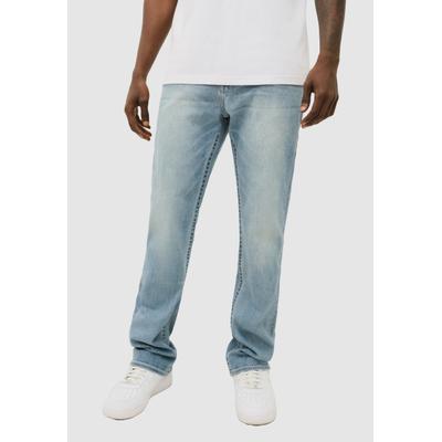 Straight-Jeans TRUE RELIGION "RICKY SN FLAP", Herren, Gr. 38, Länge 34, blau (brilliant med wash), Denim/Jeans, Obermaterial: 98% Baumwolle, 2% Elasthan, leichte Abriebeffekte, straight fit lang, Jeans Straight-Jeans, Baumwollmischung, straight fit