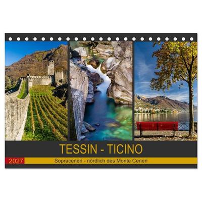 Tessin - Ticino (Tischkalender 2027 DIN A5 quer), CALVENDO Monatskalender