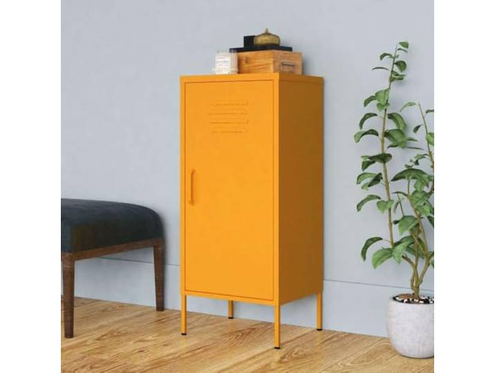 GPWERSDF Lagerschrank Senfgelb 42,5x35x101,5 cm Stahl mit 2 Einlegeböden Stahlkonstruktion, senfgelbe Optik, zwei Einlegeböden, Stellfüße, feucht abwischbar