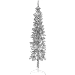 vidaXL Künstlicher Halb-Weihnachtsbaum Ständer Schlank Silbern 180 cm