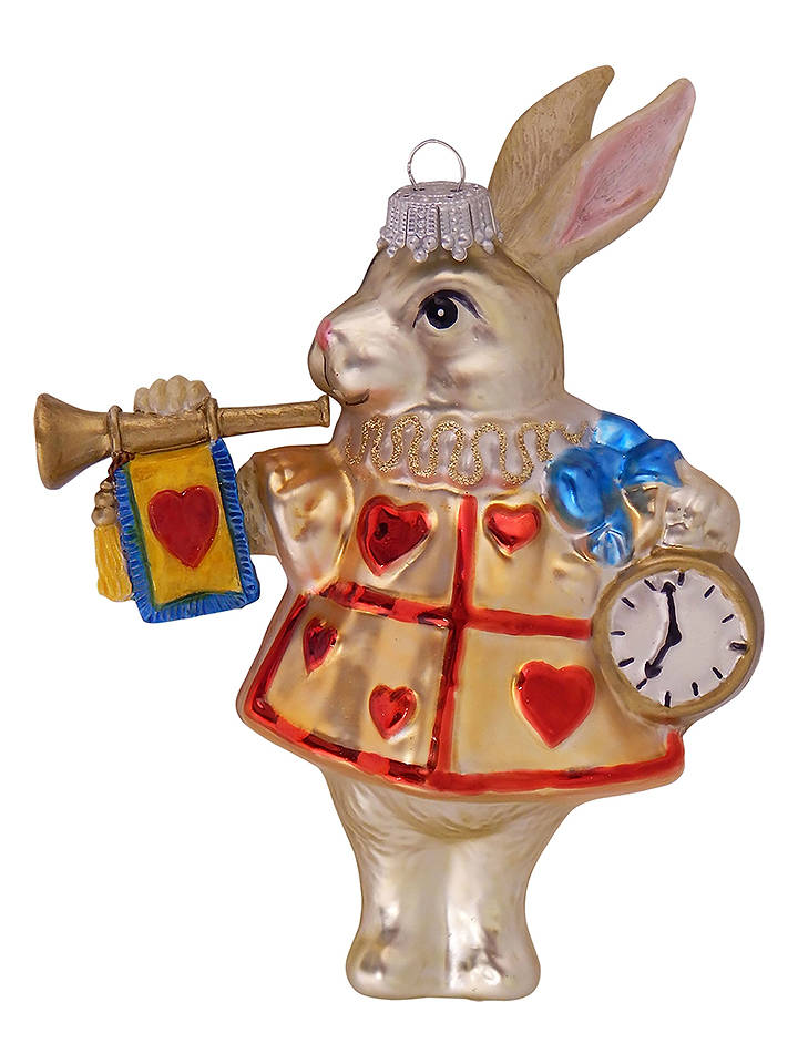 Krebs Glas Lauscha Christbaumornament "Kaninchen von Alice im Wunderland" in Bunt - (L)14 cm - onesize