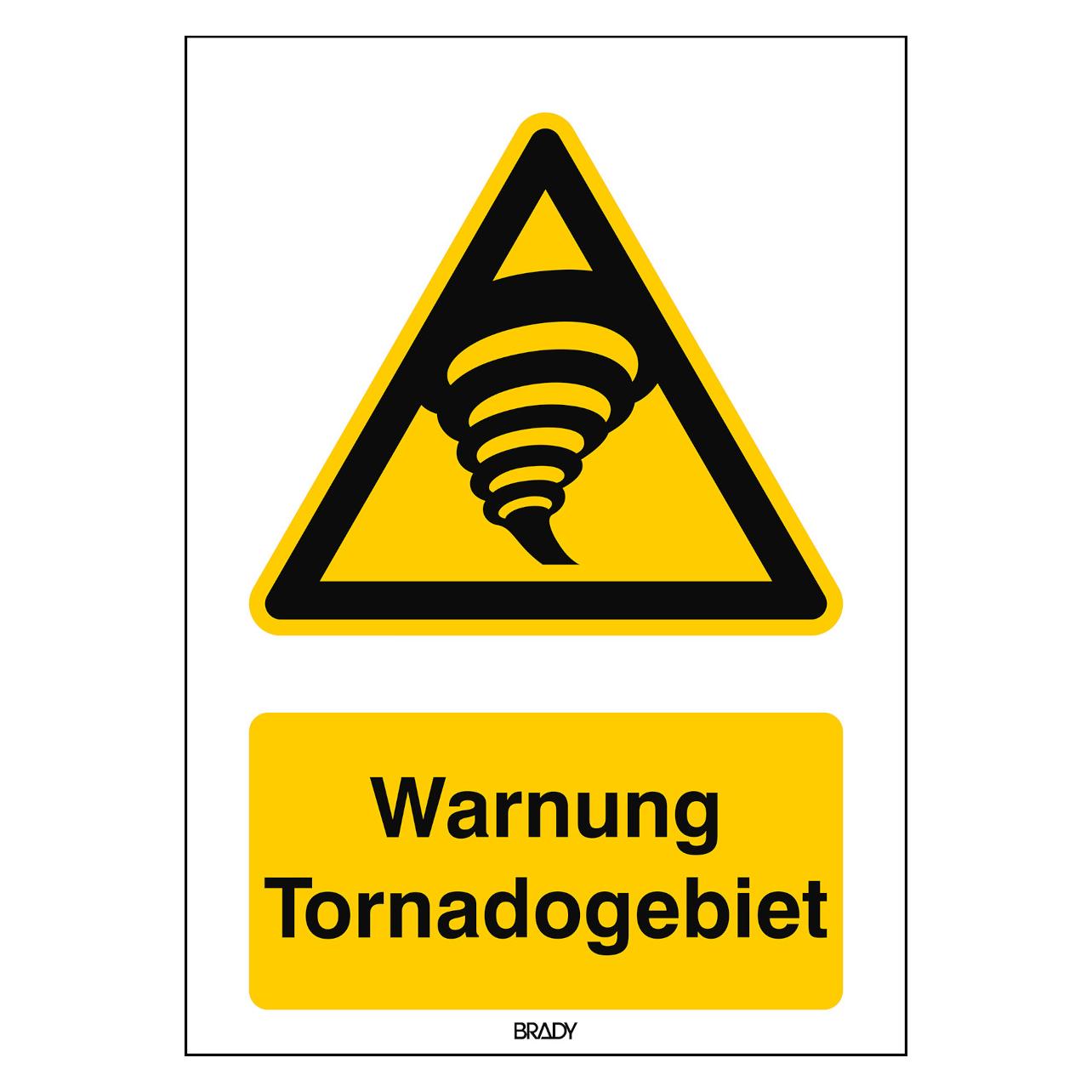 Brady ISO-Sicherheitsschild - Warnung Tornadogebiet (311446)