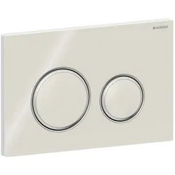 Geberit Sigma 50 Round Betätigungsplatte 115884JL1 Platte/Ringe verchromt, Platte/Tasten sand-grau, für 2-Megen-Spülung