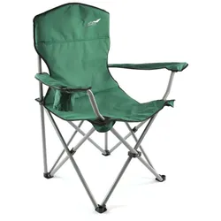 VCM Faltstuhl Angelstuhl Campingstuhl XL   dunkelgrün   Armlehne mit Getränkehalter   klappbar   Maße H. 90x B.47x L. 47 cm