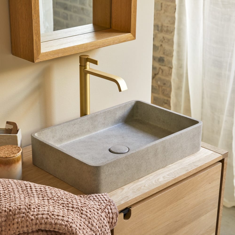 Tikamoon Lavabo rectangular de hormigón gris an. 50.5 cm