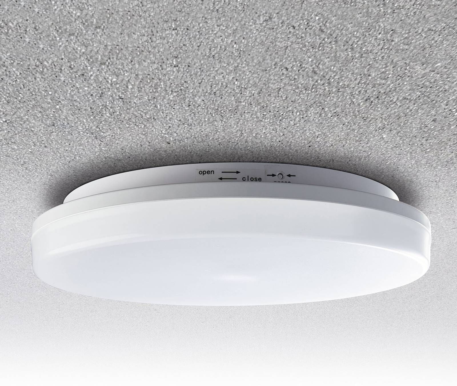 Heitronic LED ceiling light Pronto, round, motion detector Pronto, White / opal, Plastic, Modern, Ceiling Light Outdoor