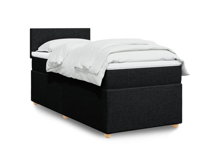 vidaXL Boxspringbett mit Matratze Schwarz Einzelbett Stoff