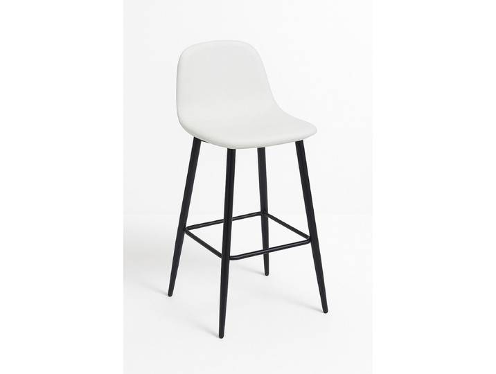 4er Set Black Teok Kunstleder Hocker - Weiß