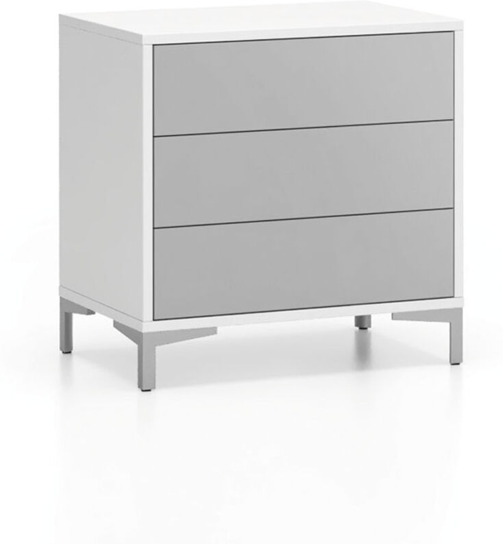 PLAN Bürokommode LAYERS, 3 Schubladen, massiver Unterbau, weiß / grau