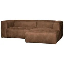 Ecksofa Chaiselongue Bean - Lederoptik Cognacbraun, Rechts