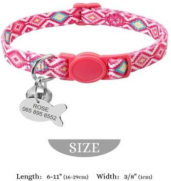Uplift Essentials Personalized Engraved Nylon Cat & Kitten Collar With Safety Bell pink