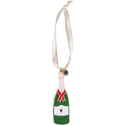 Weihnachtsbaumanhänger Champagnerflasche Metall mit Emaille grün 3.2x9.5 cm