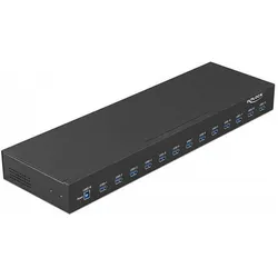 Delock 64039 Industrie (USB-B, 13 Ports), Dockingstation + USB Hub, Schwarz