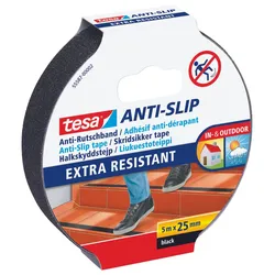 tesa Anti-Rutsch-Band Extra Resistant 25 mm x 5 m, schwarz