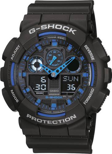 Casio Armbanduhr GA-100-1A2ER (B x H) 51.20mm x 55mm Blau, Schwarz Gehäusematerial=Kunstharz Material (Armband)=Kunstharz