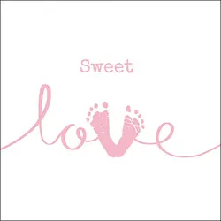 Ambiente 20 Servietten Papier 33x33cm 3-lag - hochwertige Einweg Papierservietten Sweet Love Babyfüße Motiv hellrosa Taufe Baby Shower Mädchen Geburt Babyfeier