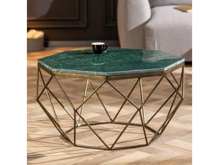 Exklusiver Couchtisch BIJOUX ca.70cm grün messing Marmor Wohnzimmertisch