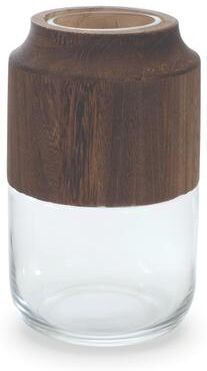Melrose International "Glass Vase with Wood Accent 9""H"