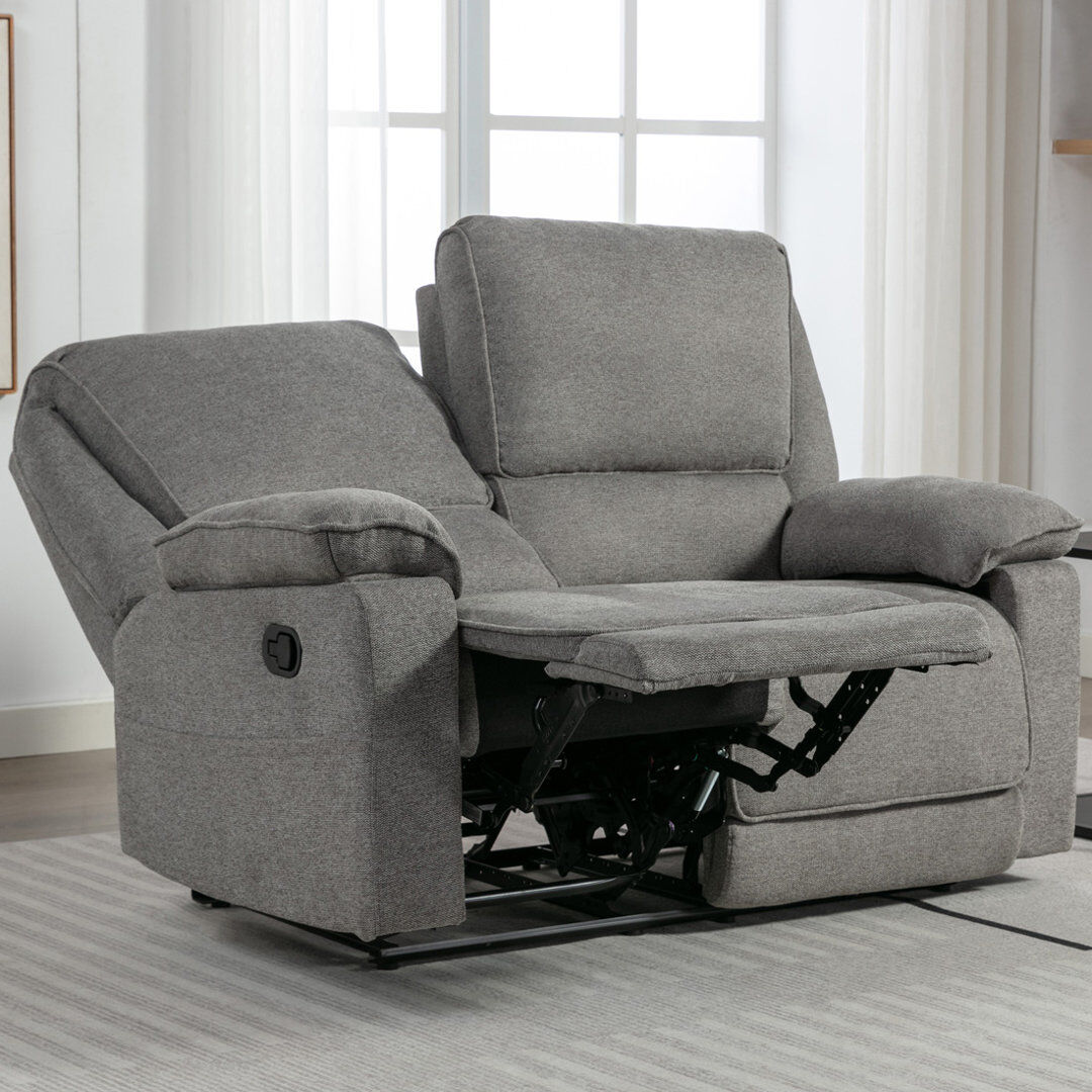 Latitude Run Sydney Latch Recliner 2 Seater Sofa Grey 104cm H X 154cm W X 92cm D