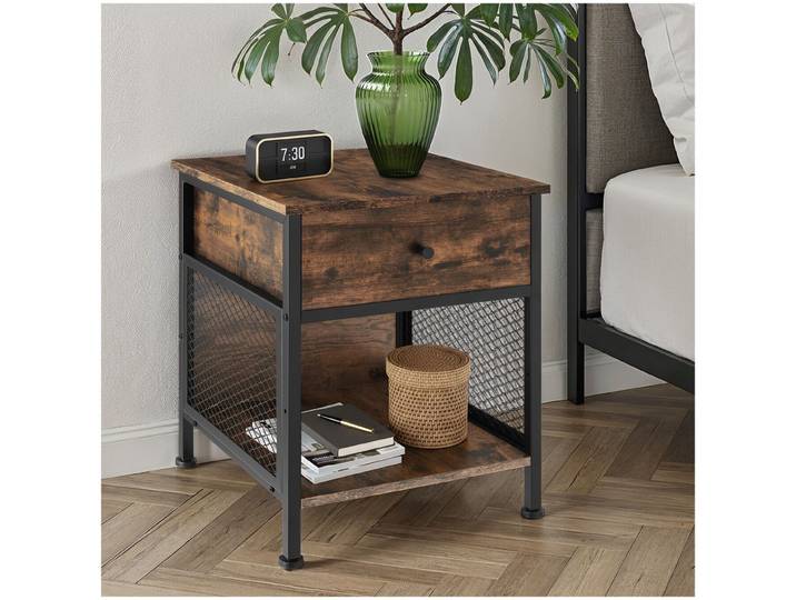 Table de chevet Killarney 45x46x55,5cm - Bois foncé industriel, rustique