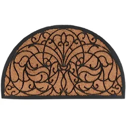 Relaxdays Halbrunde Fußmatte Ornament Hellbraun,Schwarz