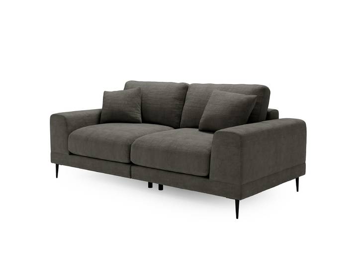 Canapé 3 places Kelson Gris/Anthracite Velours Blonda 243 x 92 x 103cm Moderne