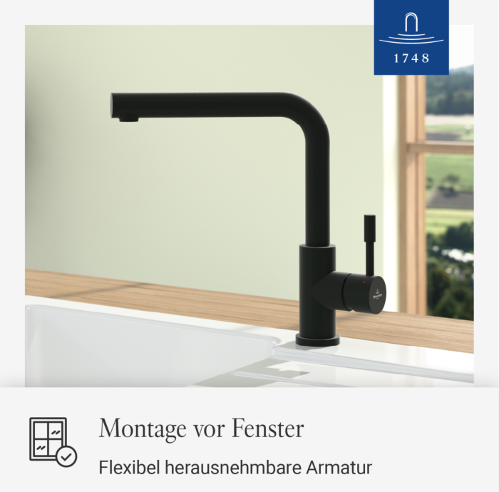 Villeroy und Boch Steel Shower Window Küchenarmatur 96990106 45x275mm, schwarz matt