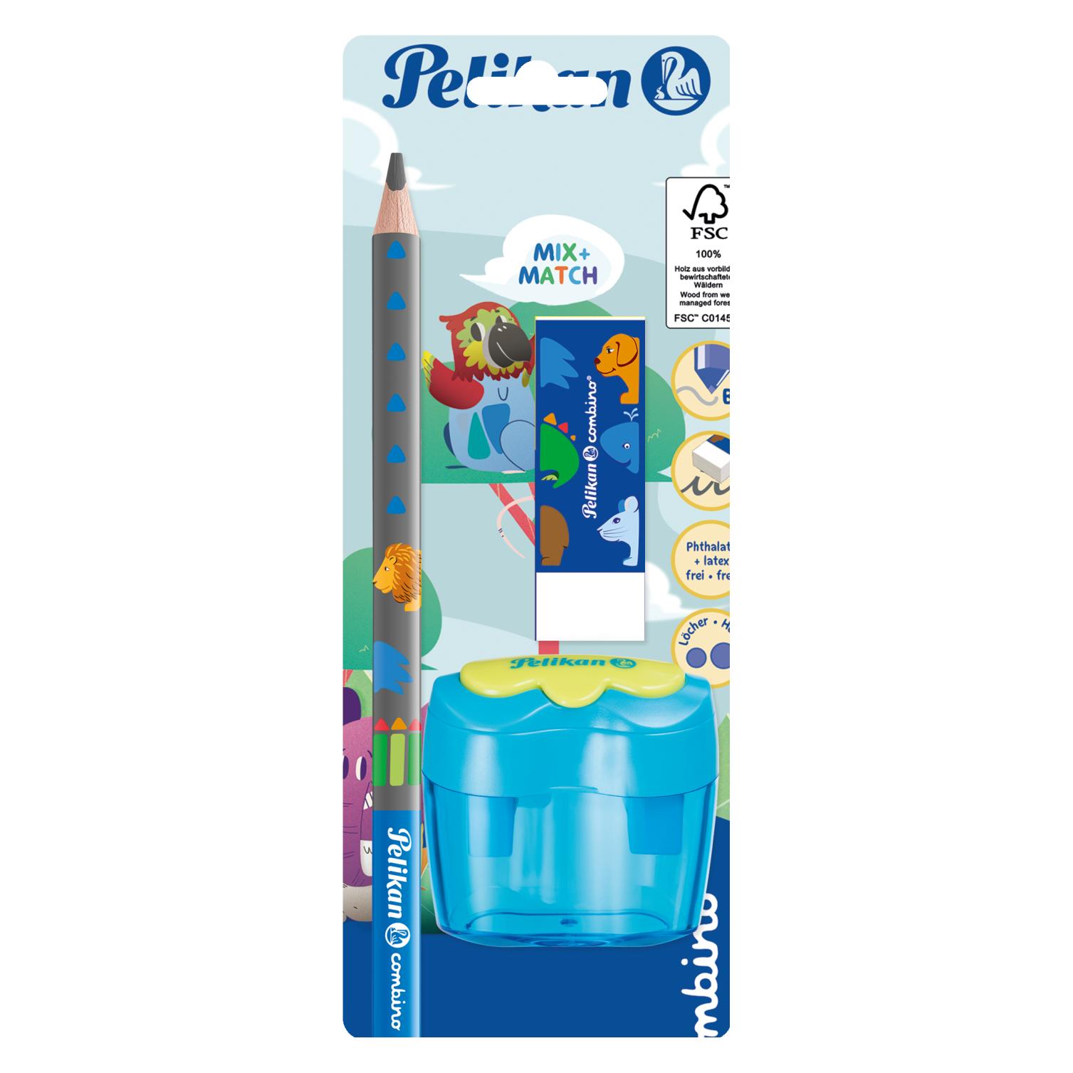 Pelikan Schreiblernbleistift Set Combino BS,Rad.,Ansp.,blau (B, 1x) (821605)