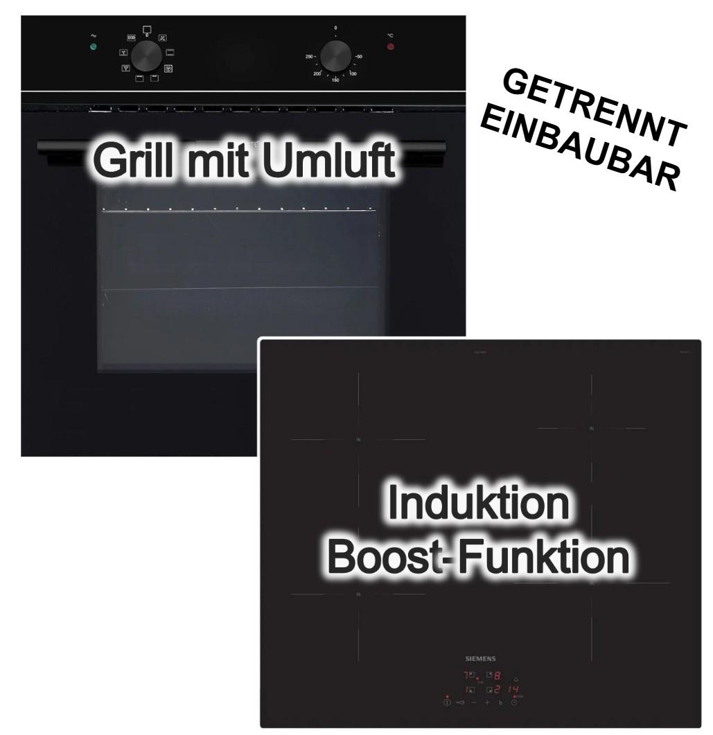 Herdset Wolkenstein Einbaubackofen ECO Funktion + Siemens Induktionskochfeld 60 cm powerBoost touchControl