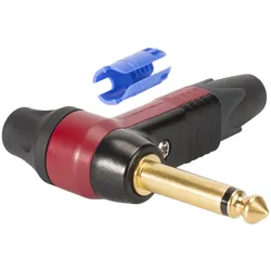 NEUTRIK® Klinke (6,3mm) 2-pol Metall-Löttechnik-Stecker, Pin vergoldet, abgewinkelt, rot
