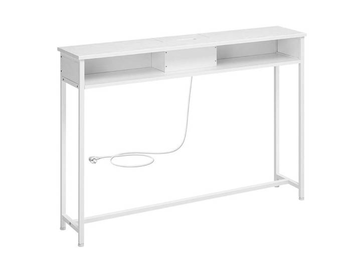 Table console - HELLOSHOP26 - Rectangulaire - Multiprise intégrée - 2 compartiments - Design moderne