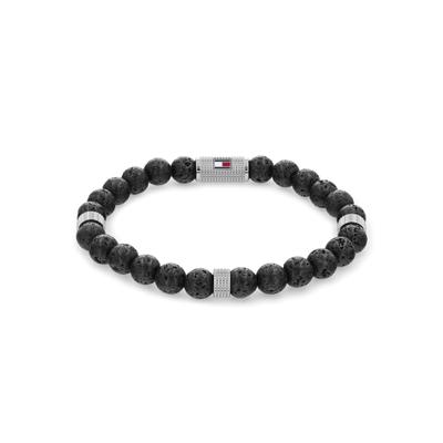 Armband TOMMY HILFIGER "Schmuck Edelstahl Armschmuck", schwarz (edelstahlfarben, blau, rot, weiß, schwarz, schwarz), Armbänder, Herren, 18cm, Edelstahl, Armband, mit Lavastein oder Sodalith