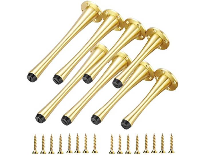 ZXFDM Möbelfüße aus Messing, Sofabeine, Couchtisch, Schrankfüße, 8 Stück, Schrankbeine aus Metall, strapazierfähige Tischbeine, verjüngtes Bein, Möbelersatzbeine (Color : Golden, Size : 15cm)