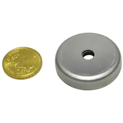 19 Ferrit-Topfmagnete mit Bohrung und Senkung 32 mm | Ferrit, Edelstahl, silber