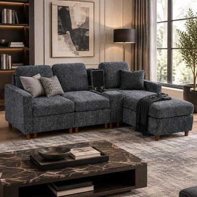 Modern L-Shaped Chenille Sectional Sofa with Chaise by Harper&Bright Designs