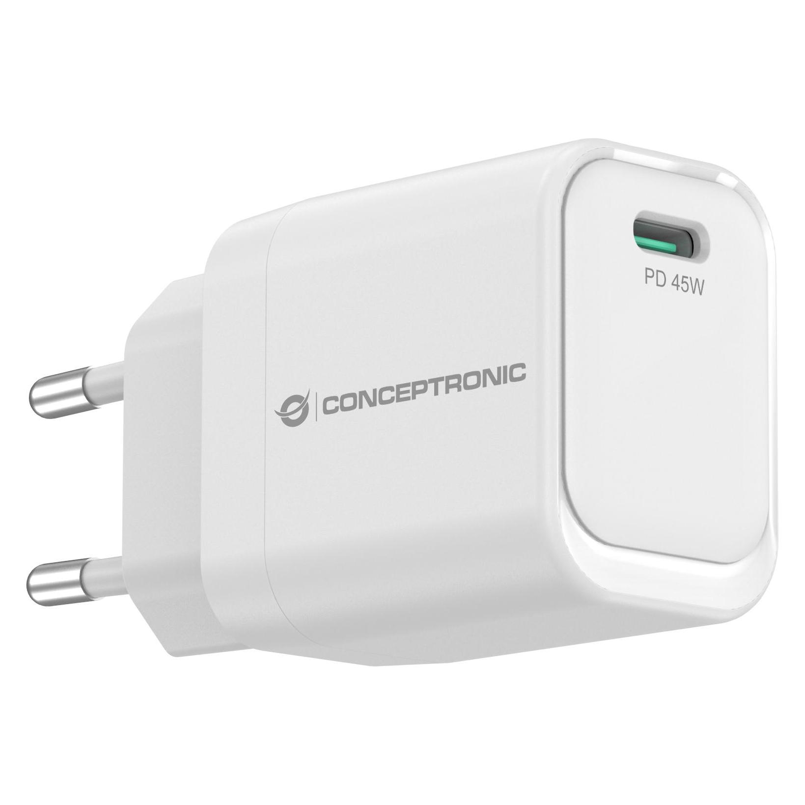 Conceptronic Ladegerät 1Port GaN USB-C PD 3.0 45W ws (45 W, 1 Port) (ALTHEA19W45)