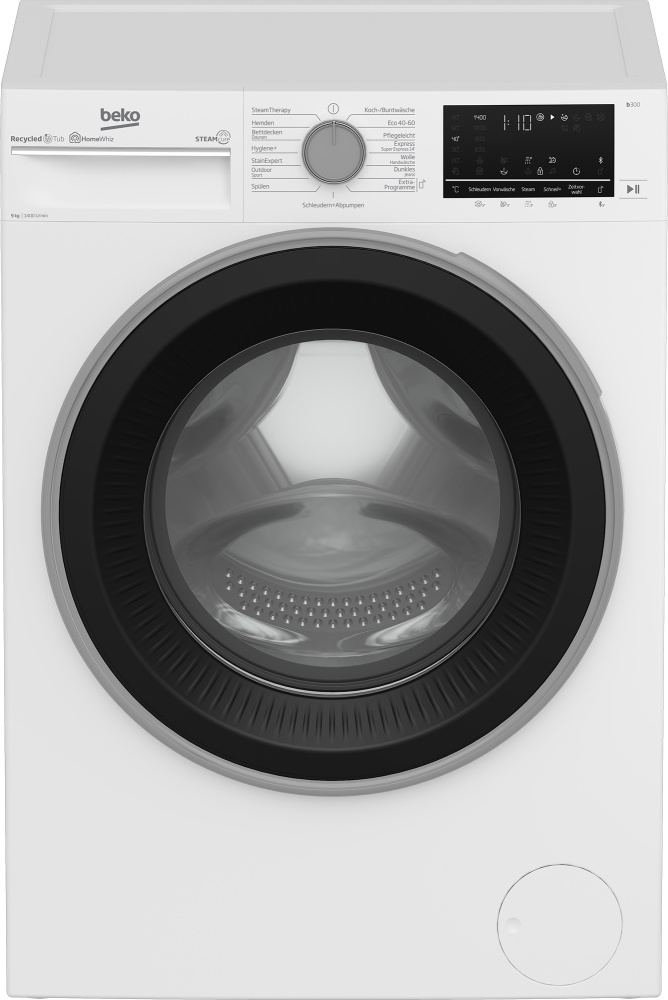 Beko B3WFU59415W2, Frontlader, 9 kg, B, 75 dB, 1400 RPM, A