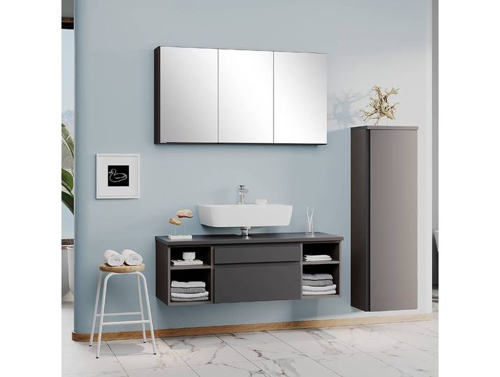 Meuble midi 40 x 130 x 35cm Gris/Gris/Graphite
