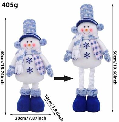 Inspire Select Nordic Blue Christmas Plush Hanging Dolls Stretchy Santa, Reindeer & Snowman Tree Ornaments santa Claus