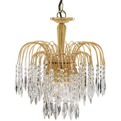 SEARCHLIGHT Hängeleuchte "Kristall-Leuchte Waterfall, 3-flammig", gold, 3, Ø 42cm H: 43cm, 1 Stk., Leuchten, Glamourös, Hängeleuchte