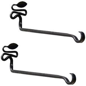 Achla Designs Set of 2 Decorative Squiggle Leaf Wall Brackets, 4.75 Inch Tall, Black Powder Coat Finish