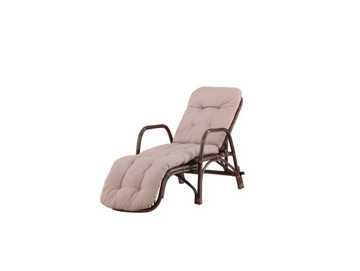 Gardenson Sonnenliege, Braun, Beige, Holz, Rattan, 67x101x177 cm, Holzmöbel, Sitzgelegenheiten Holz, Gartenliegen Holz