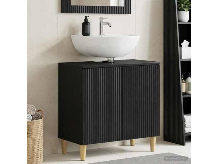 Magnifique Meuble sous Lavabo de Salle de Bain ARNHEM Noir - Résistance à l'humidité &2747
