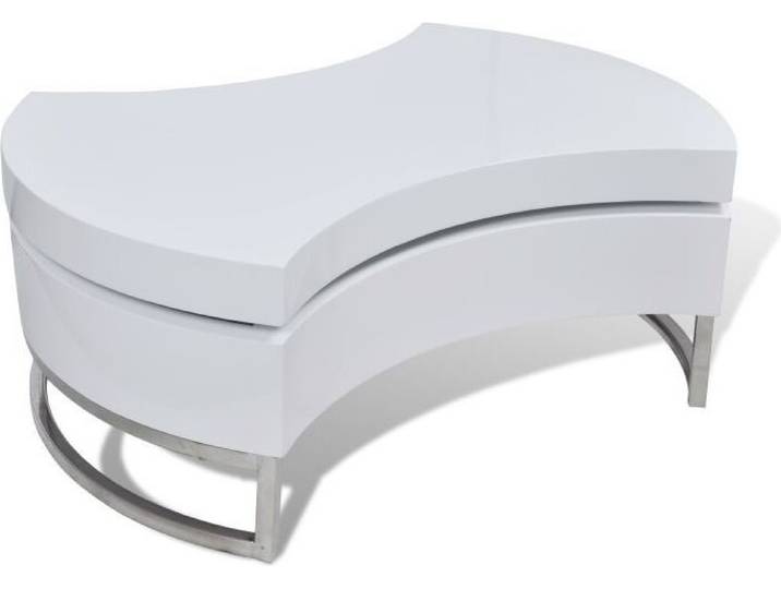 Table basse Forme-Réglable Blanc Brillant