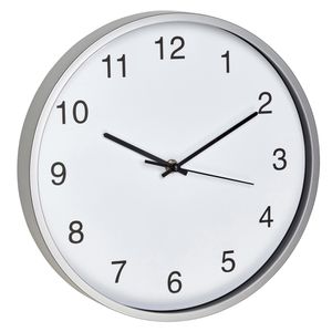 TFA Wanduhr 60.3019, Kunststoff, analog, Quarzuhr, Ø 30,2 cm, silber